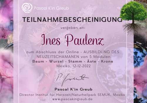 Zertifikat zur Ausbildung als Neuzeitschamanin